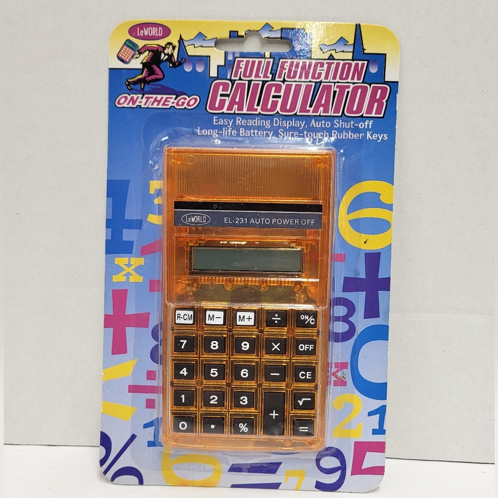 NEW LeWorld Electronic Calculator Model EL-231 Auto Power Off - Orange Sealed